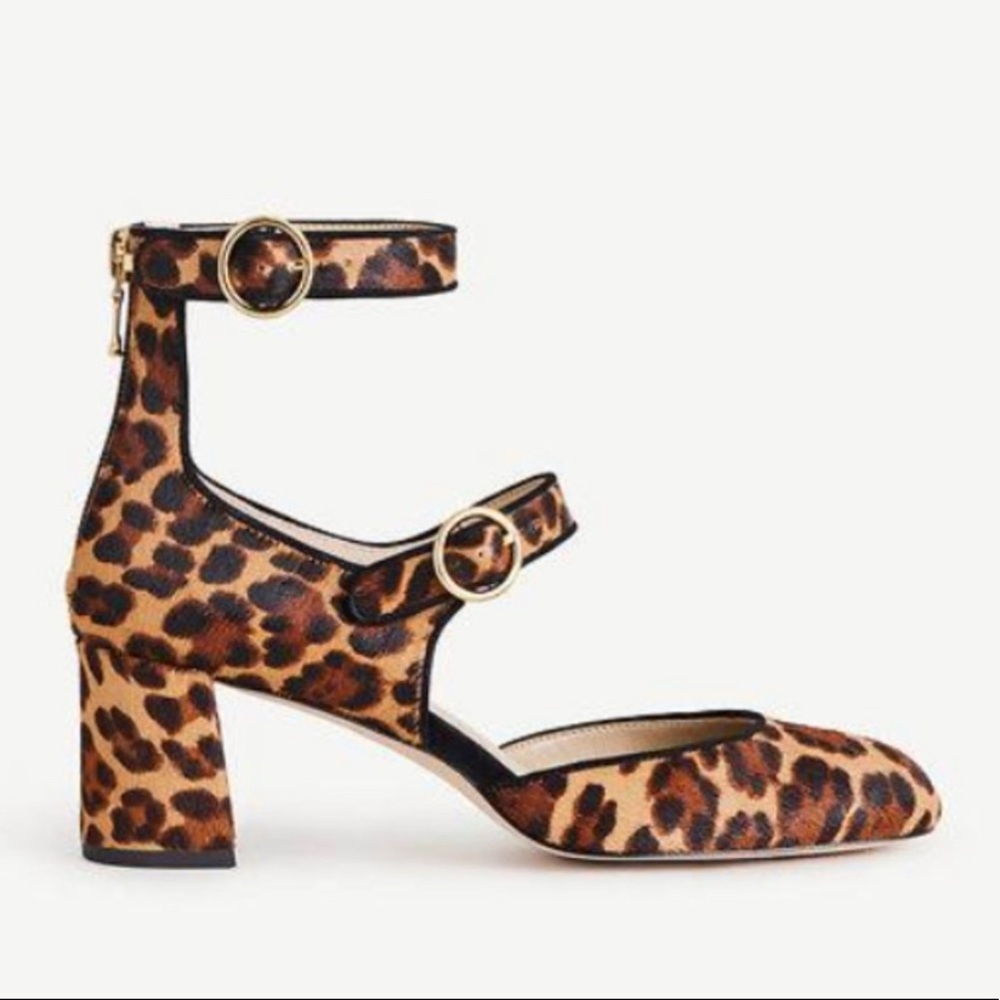 Ann Taylor Ariel Leopard Print Dyed Haircalf Mary Jane Pumps Size 9